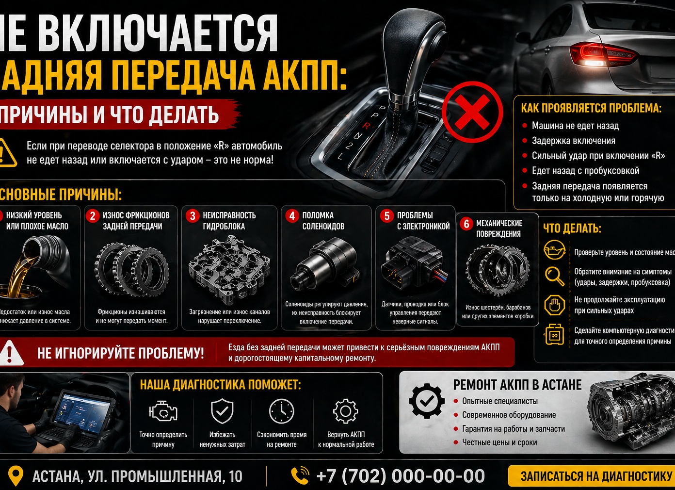 🚗💡 Что делать, если не включается задняя передача?